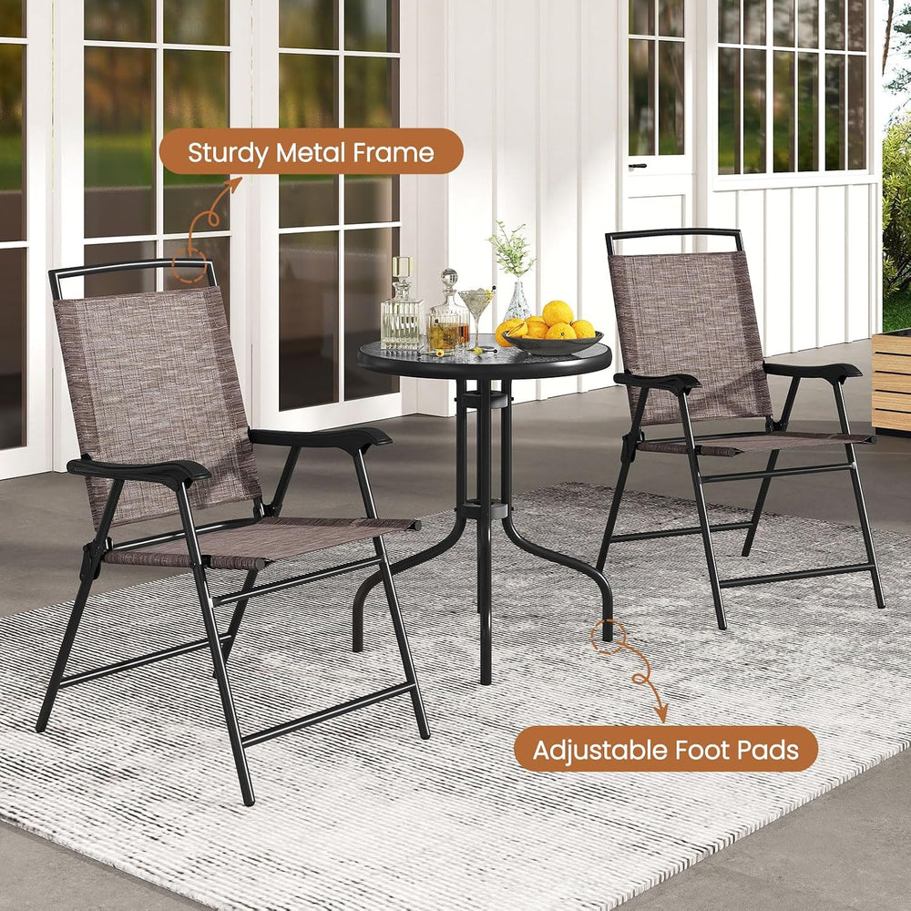 Tangkula 3 Piece Bistro Set Outdoor, Bistro Folding Chairs and Table Set, Rip...