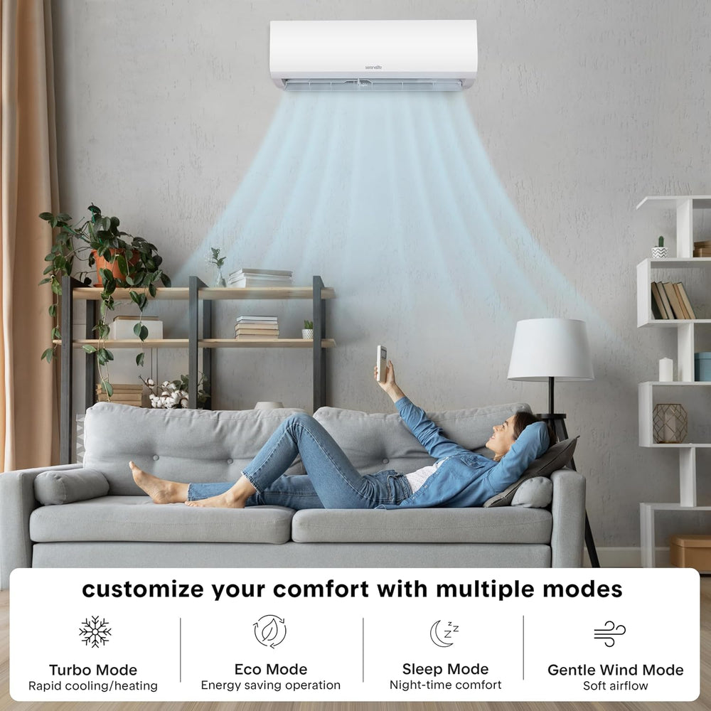 SereneLife 12,000 BTU Mini Split Air Conditioner & Heat Pump 110/120V Ind...