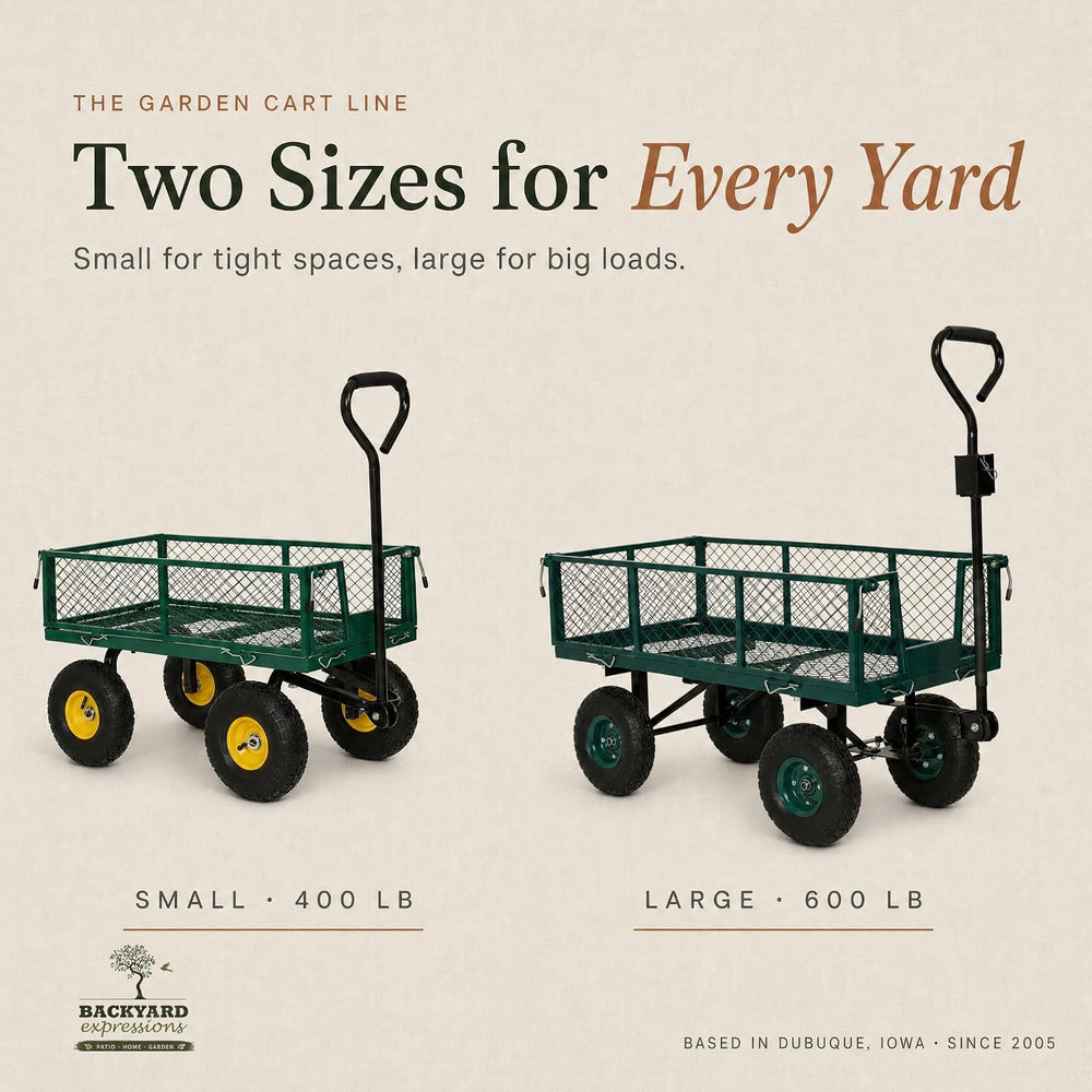 Backyard Expressions Garden Cart and Utility Wagon, 400 lb, Green