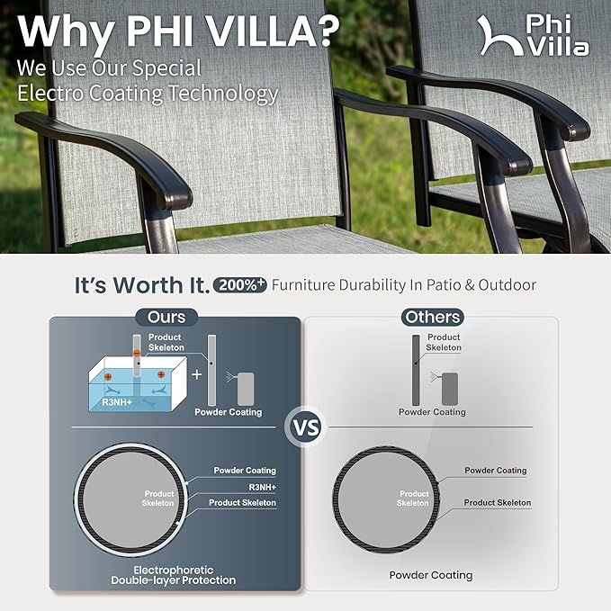 PHI VILLA Outdoor Swivel Patio Bar Stools Set of 4, 30 Inch Bar Height Tall P...