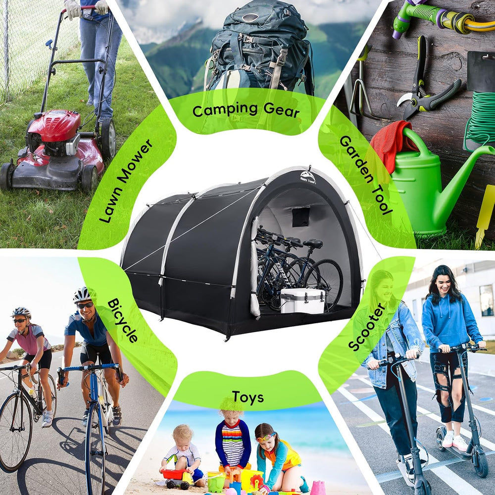 Happy Travel Outdoor Waterproof Bike Storage Tent Shed for 2/3/4/6/8 Bikes