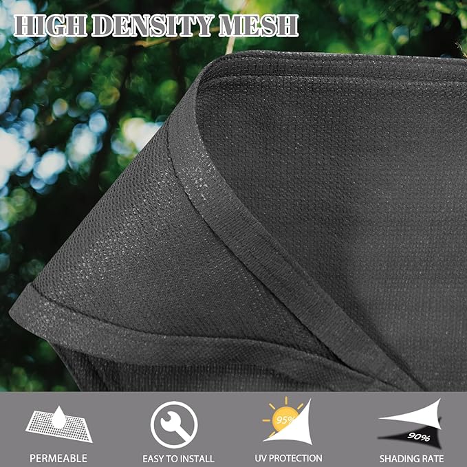 Cool Area Sun Shade Sail 12x16FT Rectangle Shade Canopy Outdoor Sunshade for ...