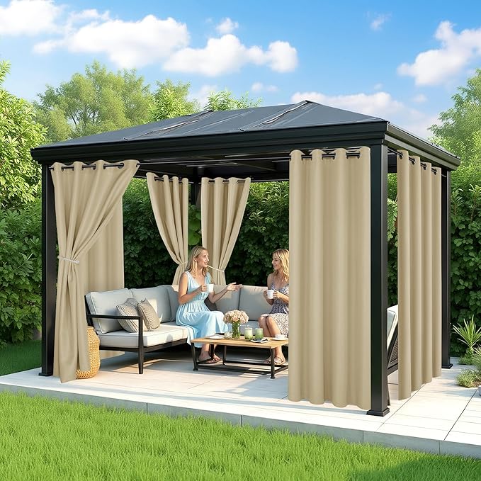 Outdoor Curtains for Patio Waterproof - 6 Panels Privacy Weatherproof Outside...