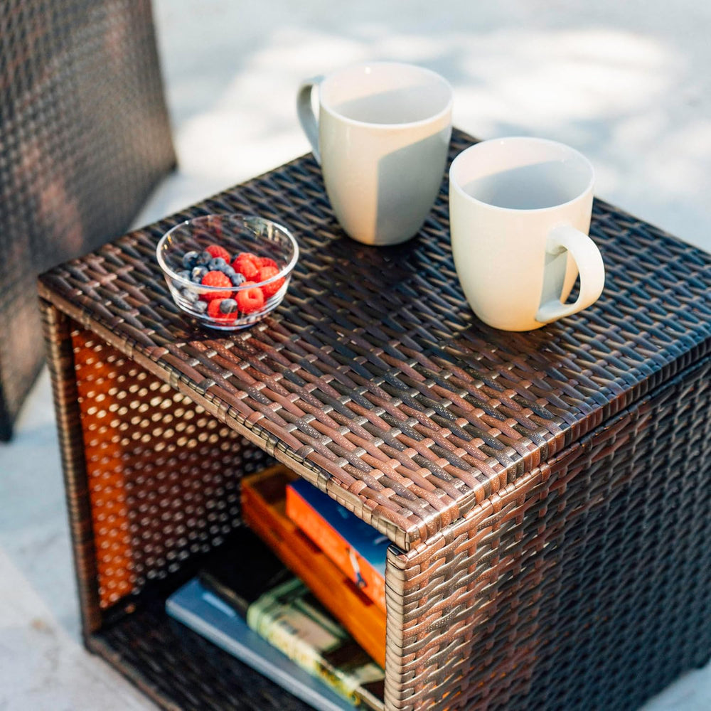 Nestl Wicker Patio Furniture Set - 3 Piece Bistro Table and Chairs Set of 2, ...