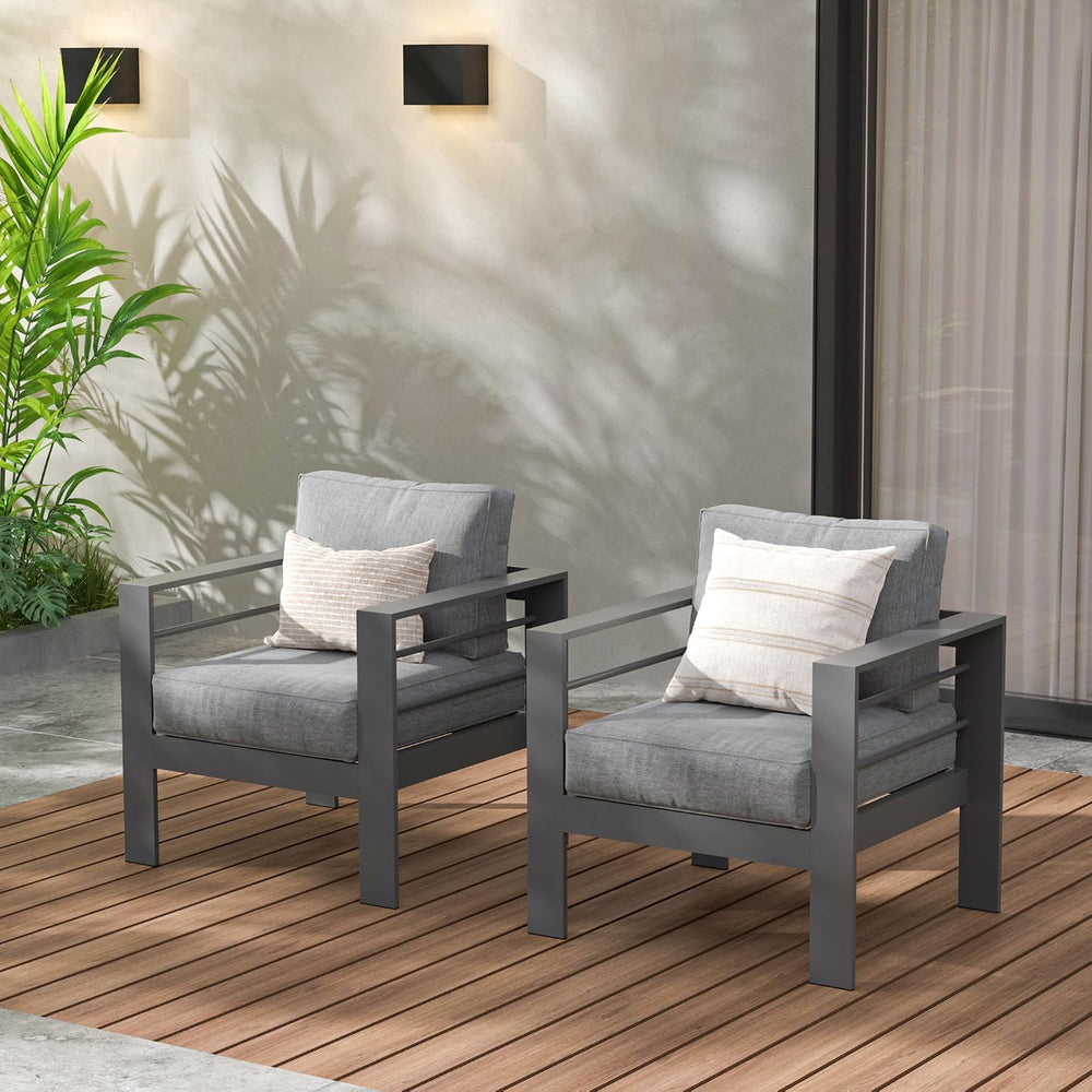 Wisteria Lane Aluminum Outdoor Sofa, 2 Pieces Patio Couch All-Weather Rust-Pr...