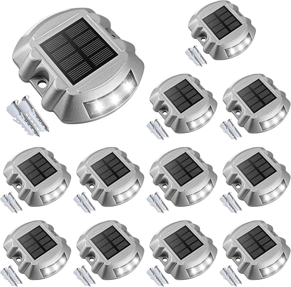VOLISUN Solar Deck Driveway Dock Lights,Solar Pathway Lights,White 12 Pack | ...