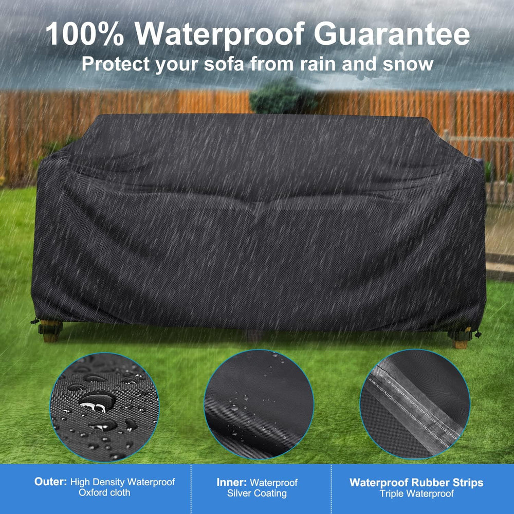 Mrrihand 3-Seater Outdoor Patio Sofa Cover Waterproof 87"W×37"D×35&...