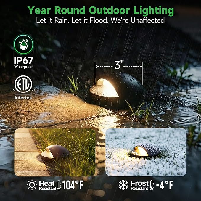 In Ground Landscape Lighting Low Voltage - 2700K-5000K 5 Color Selectable LED...