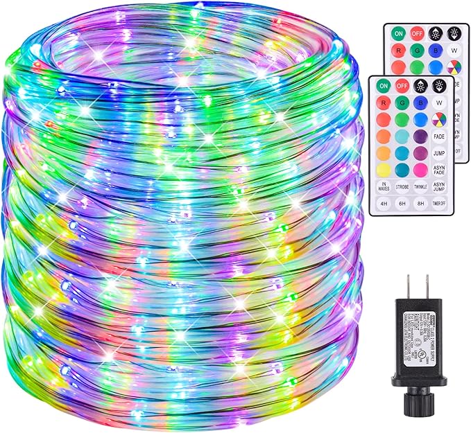 200Ft Rope Lights Outdoor, 18 Colors Changing 610 LED String Lights Plug in w...