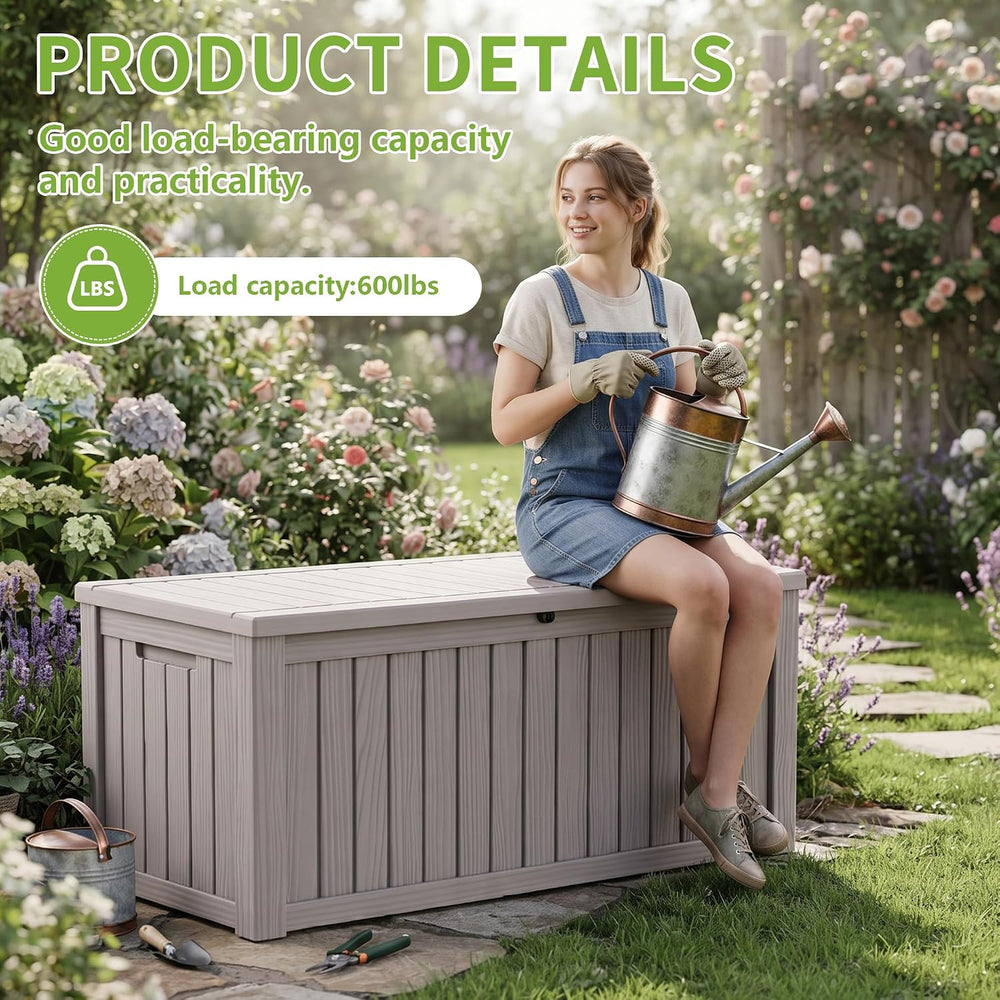 ROJIK 170 Gallon Waterproof Outdoor Deck Storage Box, UV Resistant, Lockable ...
