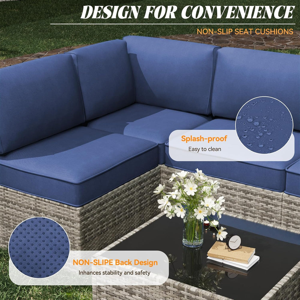 Patio Cushions for Outdoor Furniture,Water-Resistant Outdoor Cushions for 6 S...