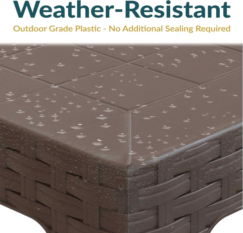 Sunnydaze Outdoor Plastic Side Table for Patio, Square, Brown