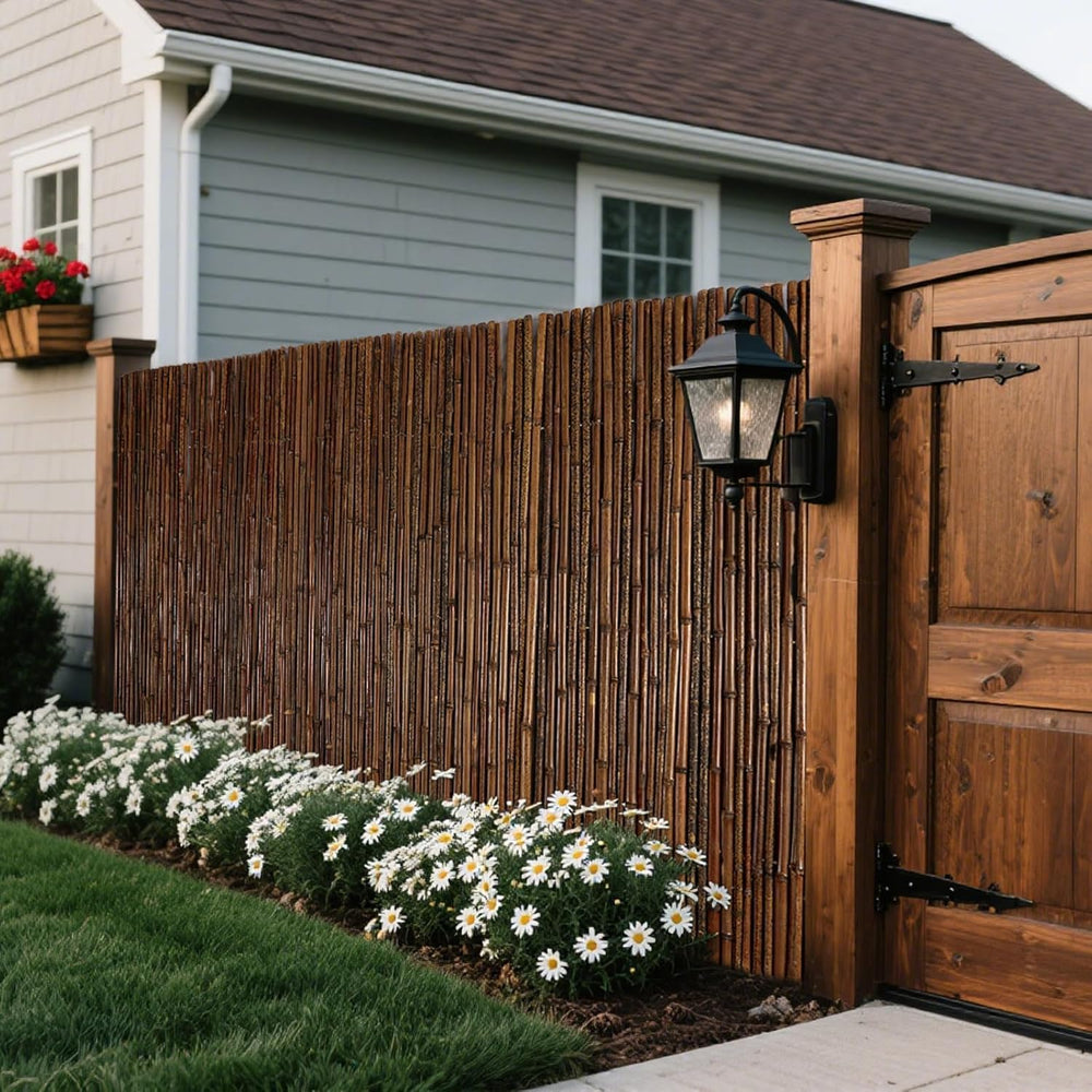Carbonized Bamboo Fence 3ft x 8ft, Natural Outdoor Privacy Screen, Eco-Friend...