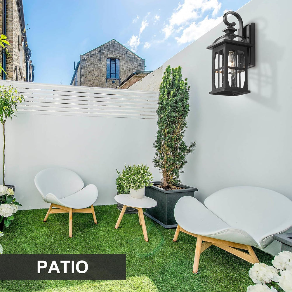 Darkaway Outdoor Wall Lights, Exterior Light Fixture with Seeded Glass, Alumi...