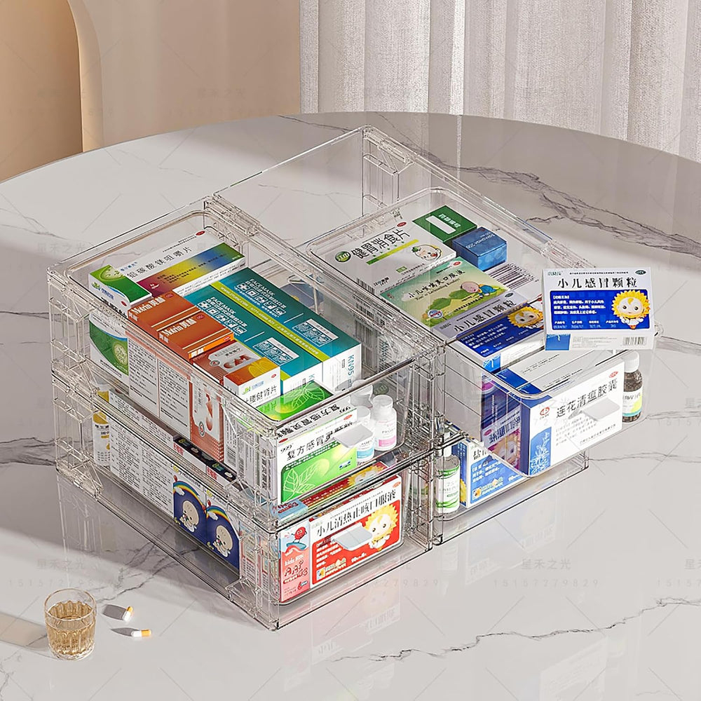 Clear Pulling Medicine Drawer First Aid Kit Box for Bathroom, Cabinet, Closet...
