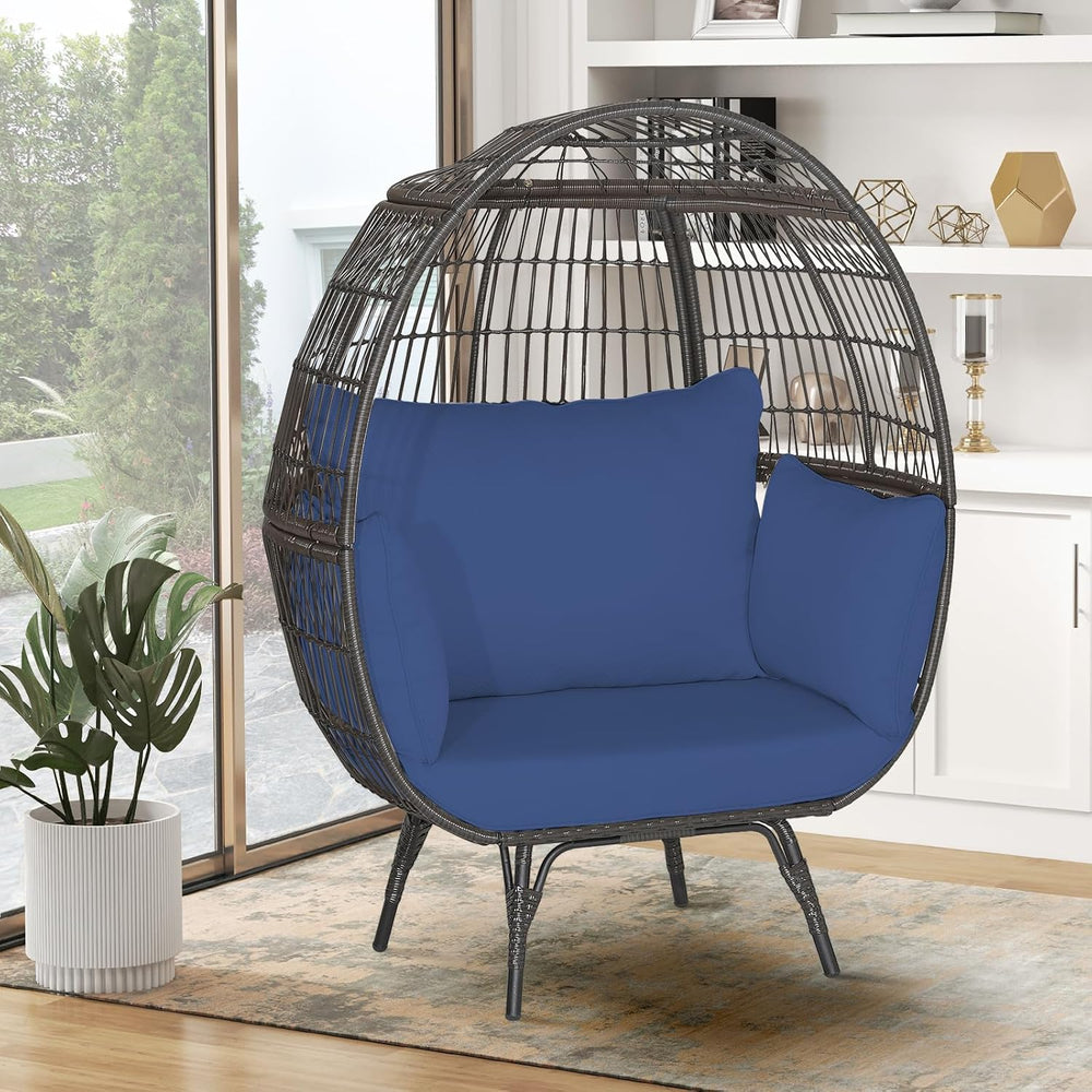 GIANTEX Oversized Wicker Egg Chair, Outdoor & Indoor Hammock Chair with T...