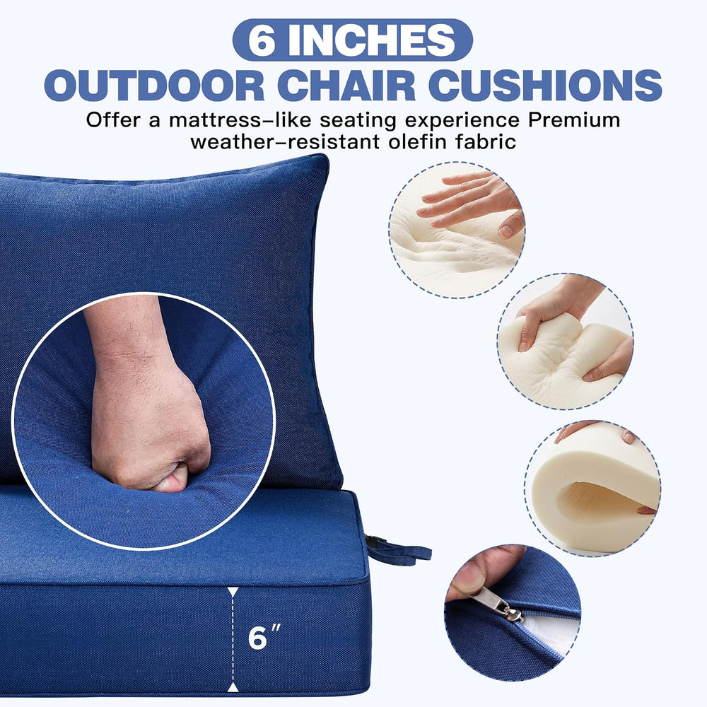 Patio Furniture Cushion Set, 24 x 24 Replacement Chair Cushion,2PC, Blue