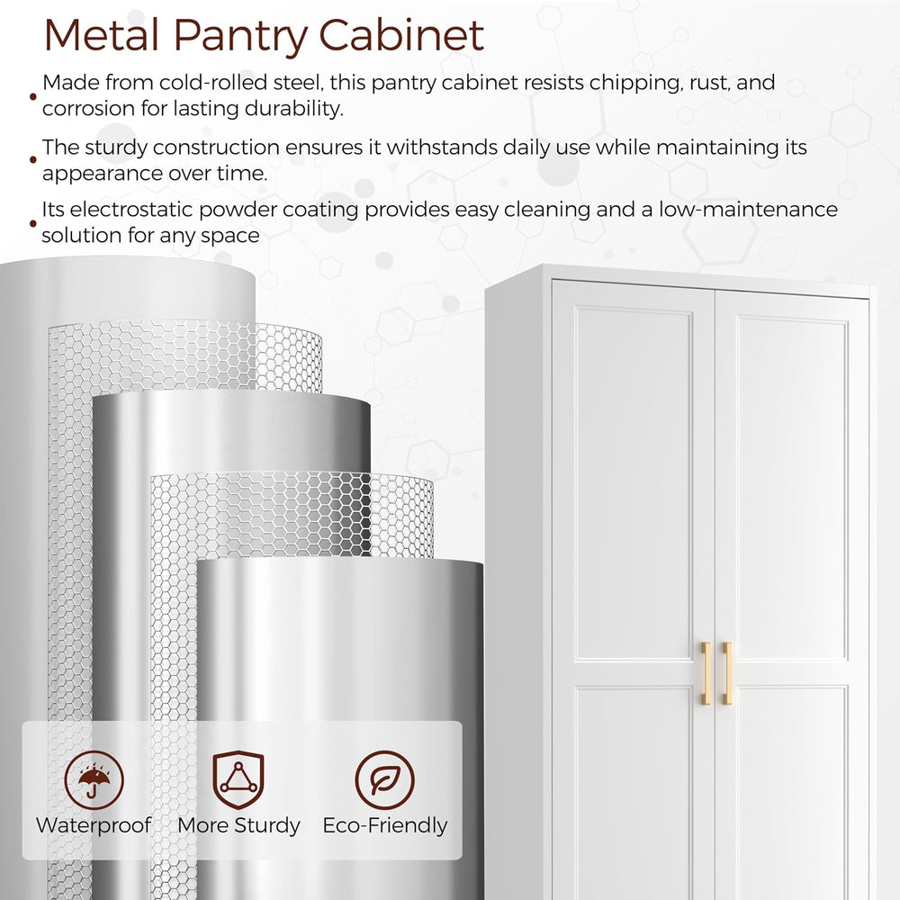 71" Tall Metal Kitchen Pantry Cabinet, Storage Cabinet with Doors