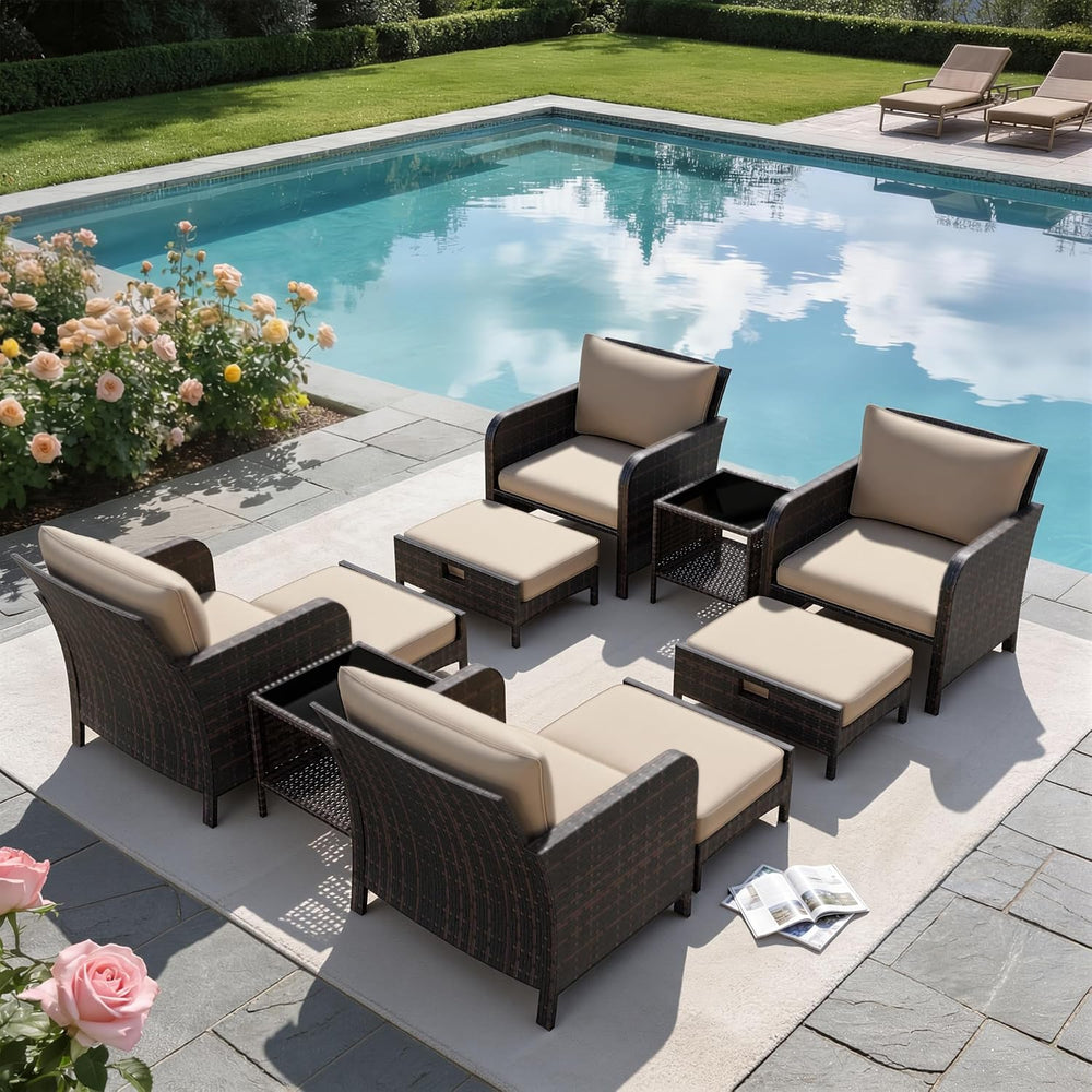 LEVELEVE Patio Conversation Set 5 Piece, Balcony Furniture Outdoor PE Rattan ...