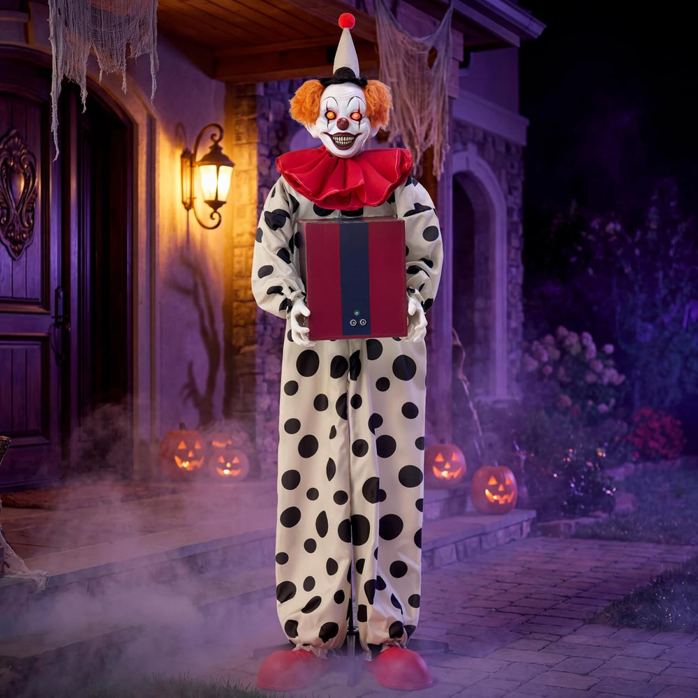 JOYIN 67" Halloween Animatronic Clown with Pop-Up Box, Halloween Decor O...