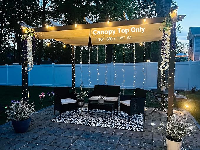 Pergola Shade Cover Replacement Canopy Top Compatible with 10 X 13 ft 6-Bar P...