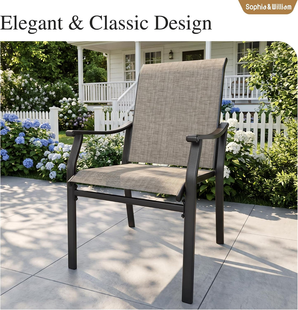 Sophia & William Outdoor Dining Set for 8 w/Metal Table & Textilene C...