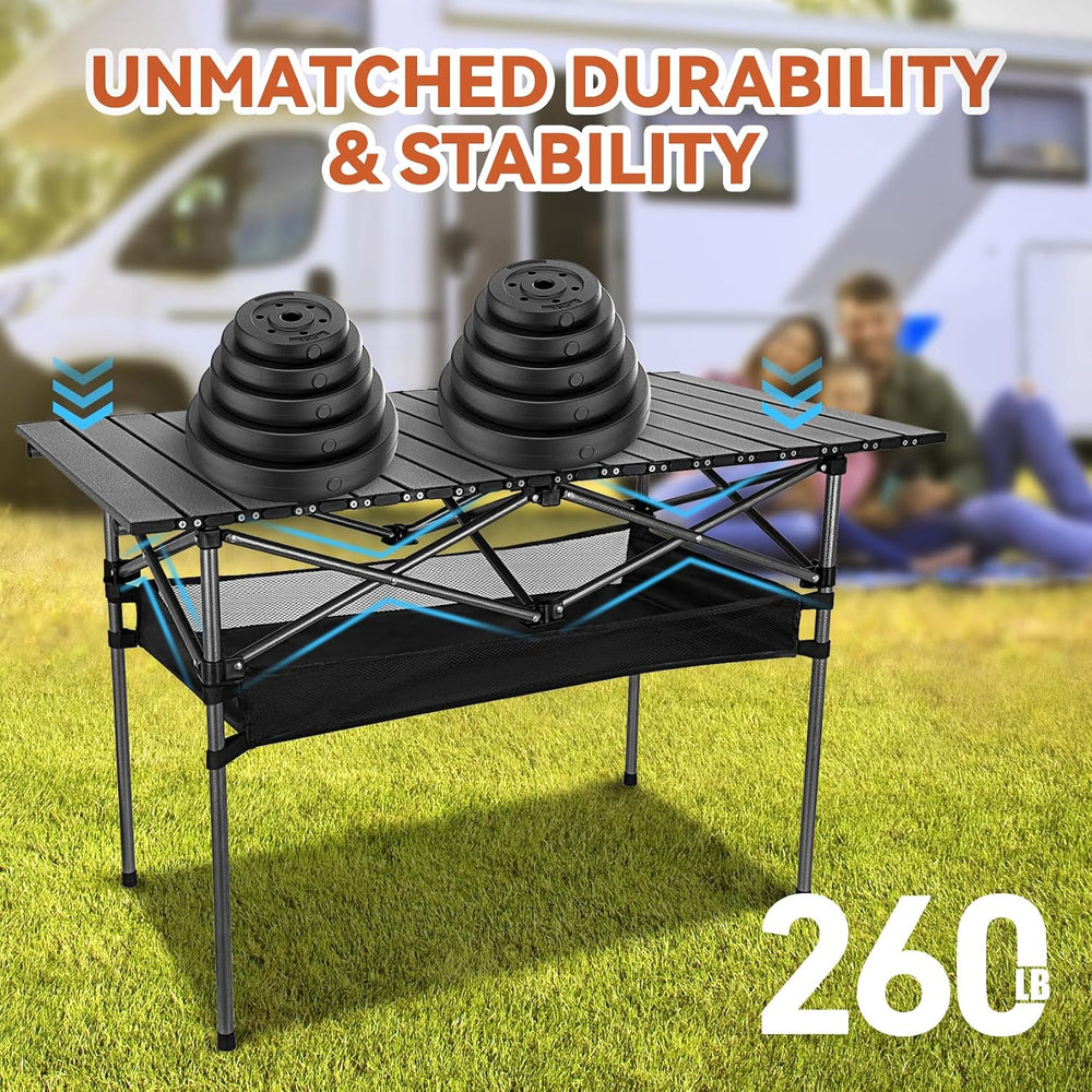 Opliy Portable Folding Camping Table for 4-6 Persons Aluminum Collapsible Tab...