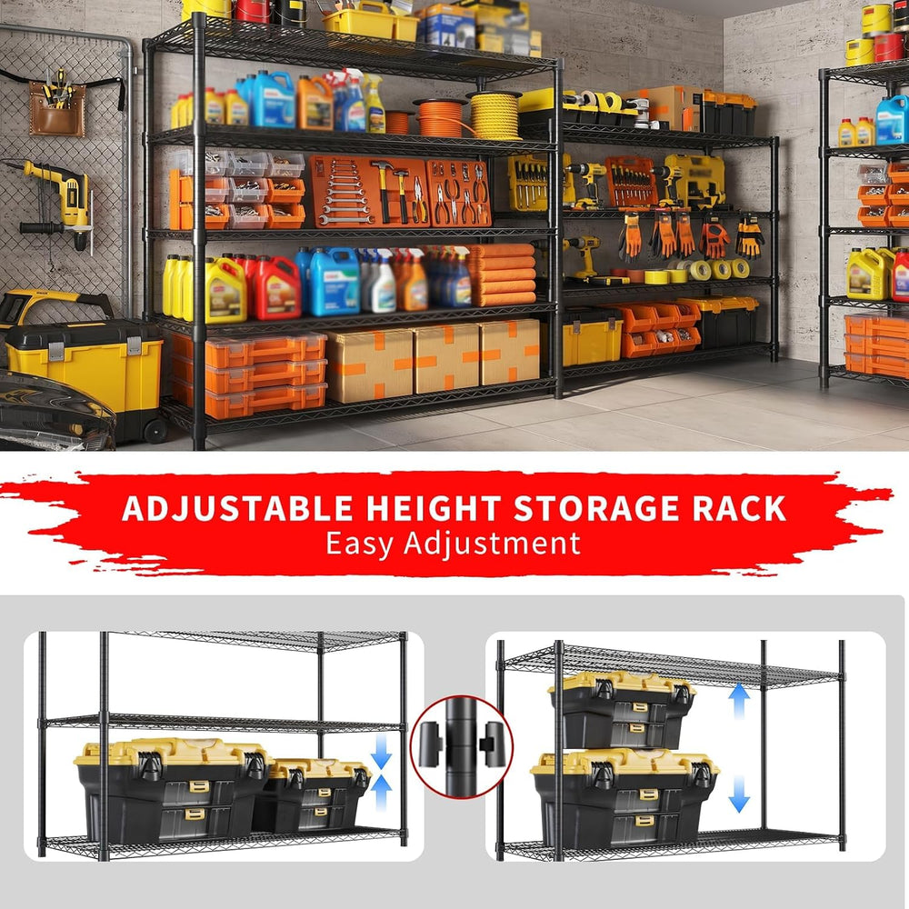 Garvee 4-Tier Wire Shelving 2560LBS Heavy Duty Storage Shelves Garage Rack