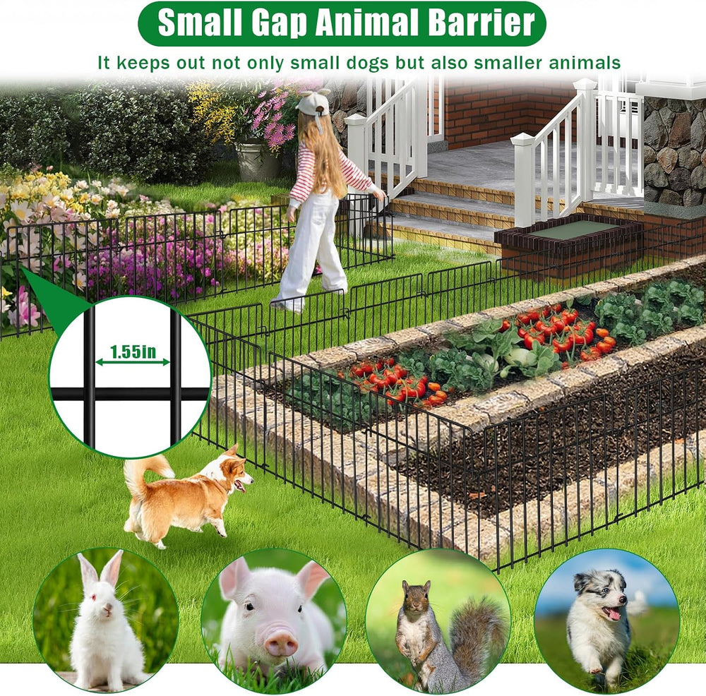 42.5Ft (L) x 20in (H) Decorative Garden Fence 30 Pack Metal Wire Rustproof Sm...