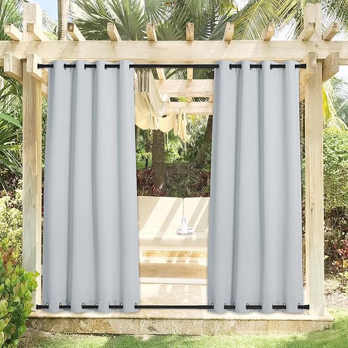 NICETOWN 2 Panels Outdoor Curtains Waterproof for Patio, Thermal Insulated To...