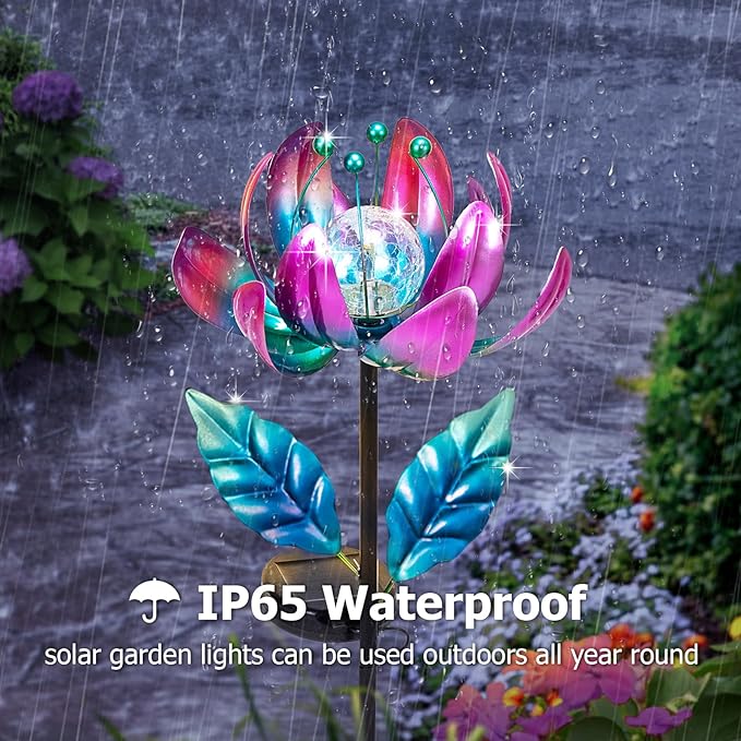 Outdoor Garden Decor Solar Spinners Lights - Metal Wind Spinner Solar Lights ...