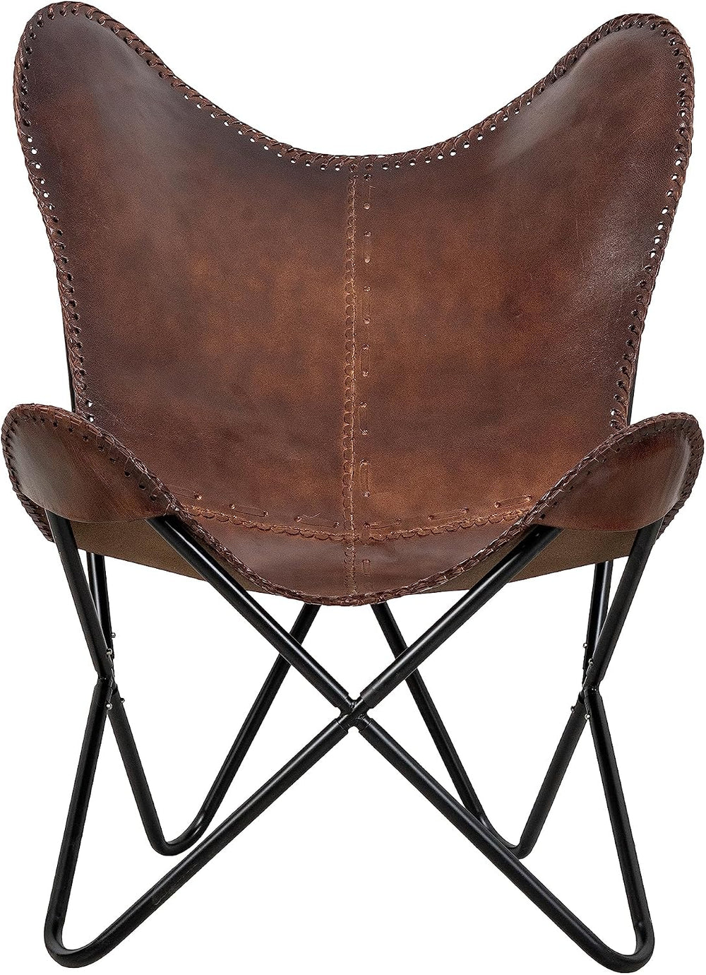 Indian Hando Art Vintage Brown Leather & Arm Butterfly Chair | Genuine Ta...