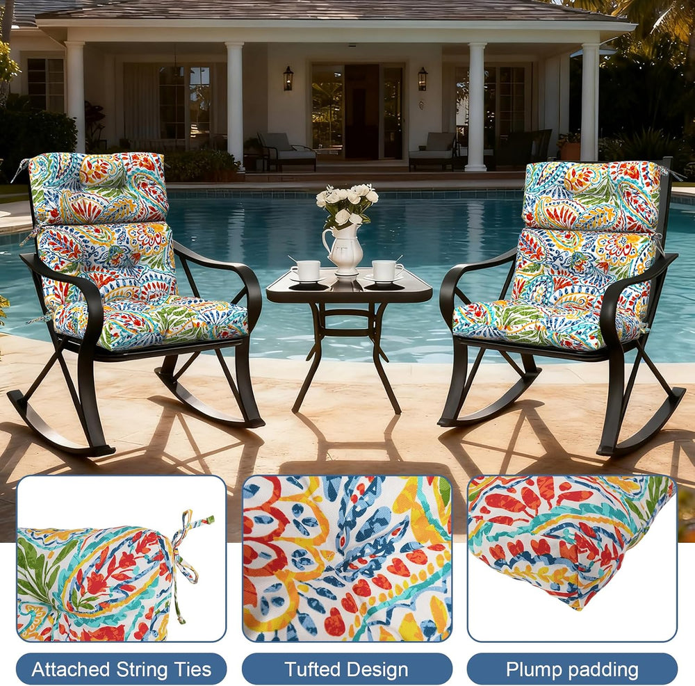 LVTXIII 2 Pack Outdoor High Back Cushions, 22" W x 20" D Tufted Sea...