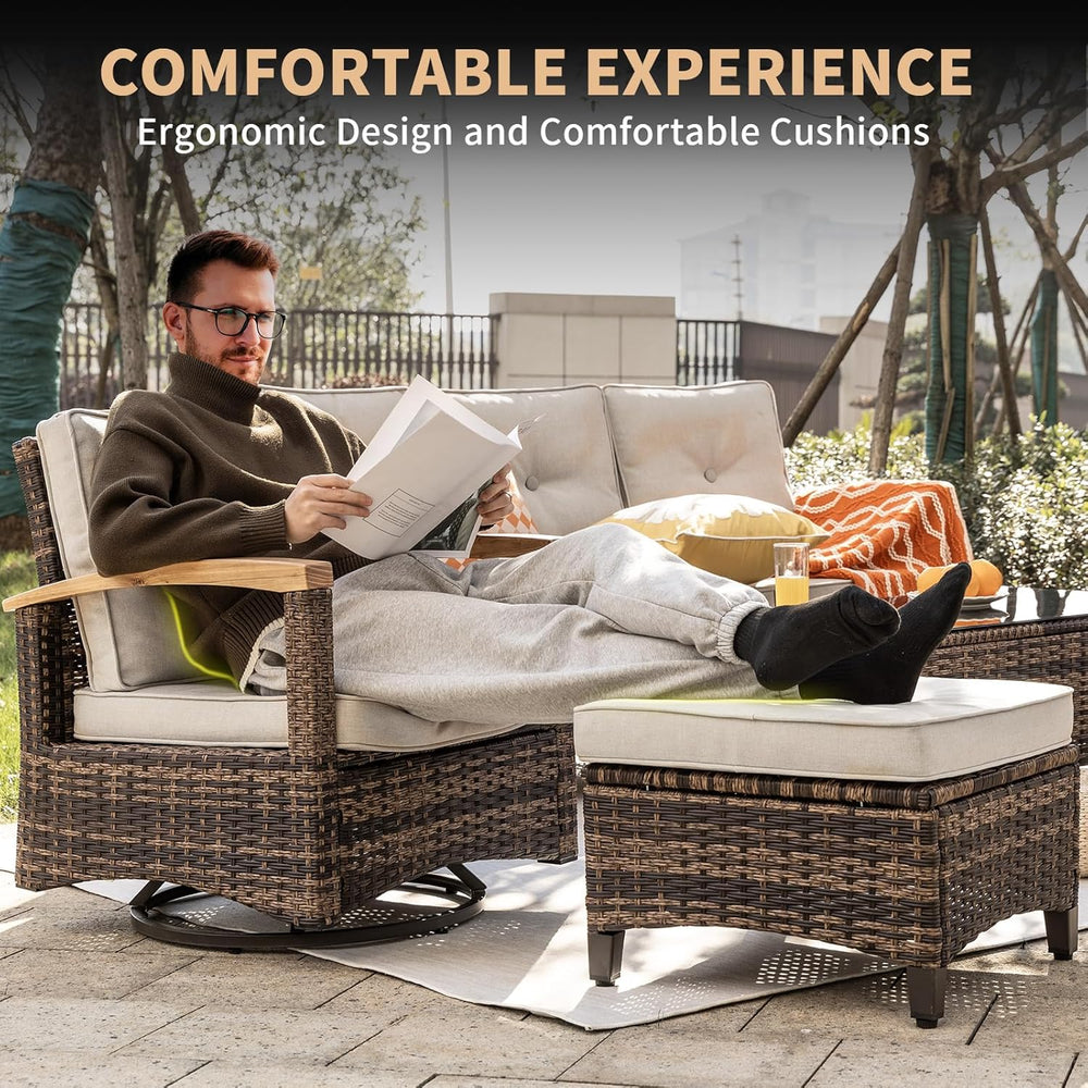 MEISSALIVVE 8 Pieces Outdoor Patio Furniture Sets, Wicker Patio Conversation ...