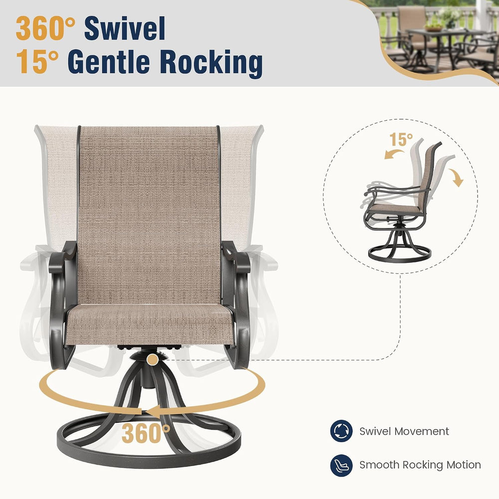 Amopatio Patio Swivel Chairs Set of 2, Outdoor Swivel Rocker Dining Chairs wi...