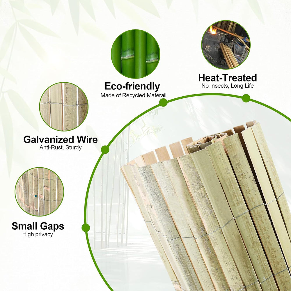 Bamboo Slat Fencing 6.5ft H x 13ft L, Handwoven Natural Bamboo Screen, Indoor...