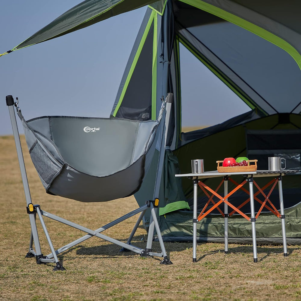Portal Hammock Camping Chair,350 lbs Folding Rocking Chair for Adults, Grey