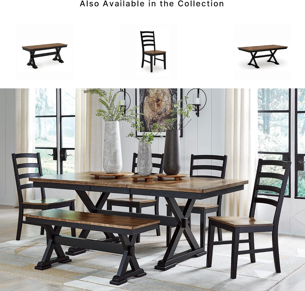 Signature Design by Ashley 1-Piece Wood Dining Bench, 48" 2-Tone Farmhouse