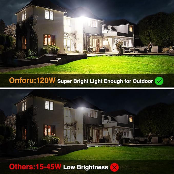 Onforu 120W LED Flood Light Outdoor, 12000LM Security Lights, IP66 Waterproof...