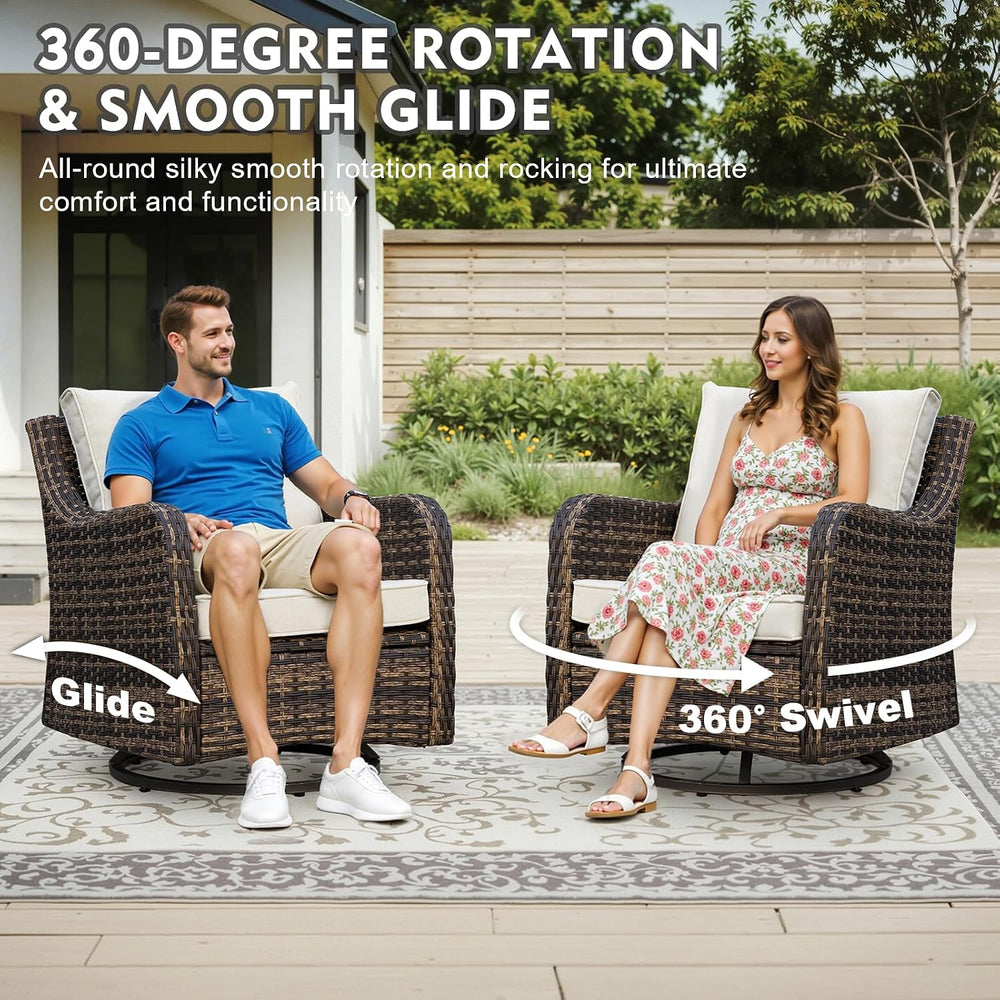 MEISSALIVVE 7 Pieces Patio Furniture Set with Swivel Chair, Outdoor Patio Con...