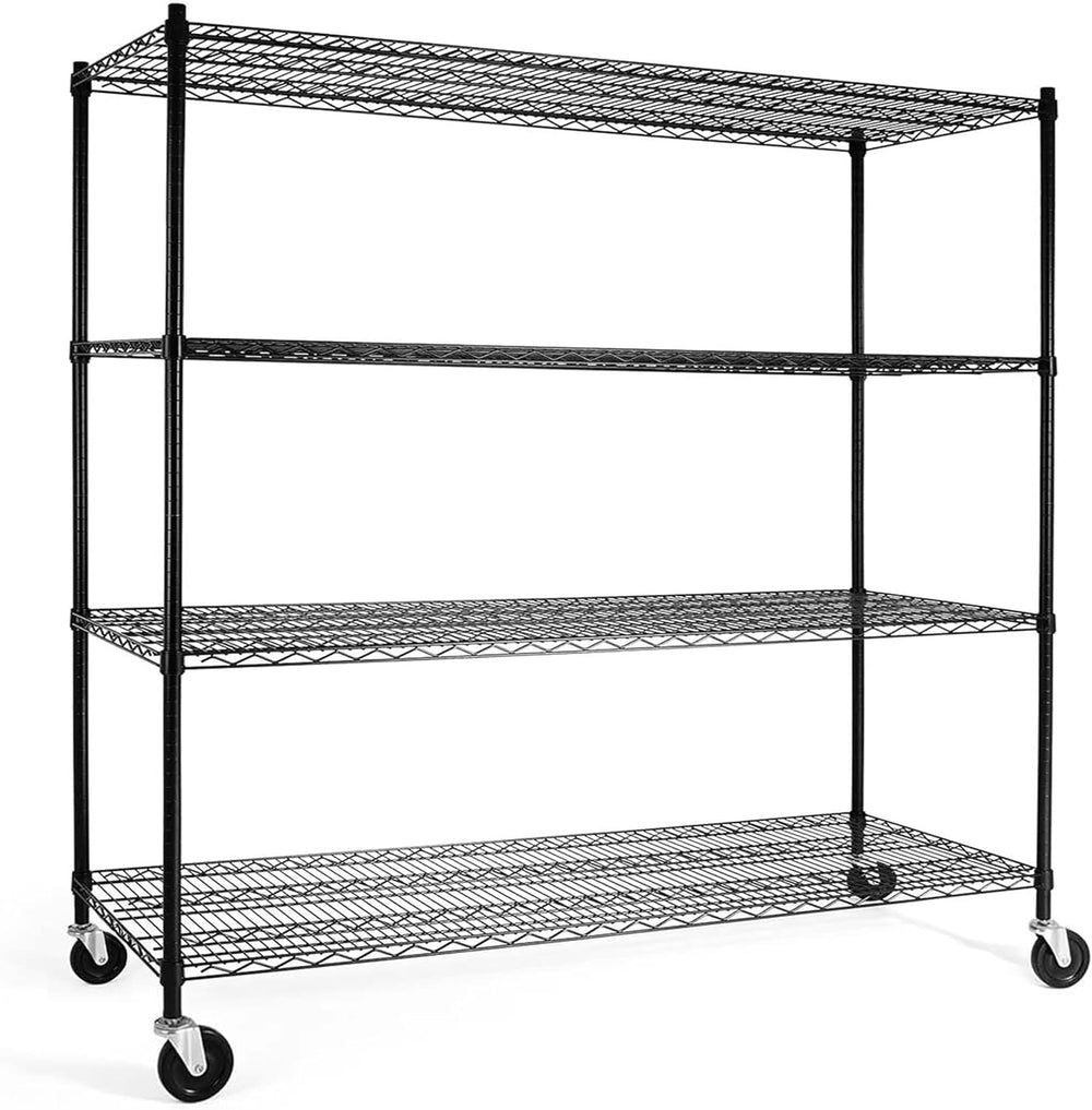 CAPHAUS 4-Tier Commercial Grade Heavy Duty Adjustable Height Wire Shelving w/...