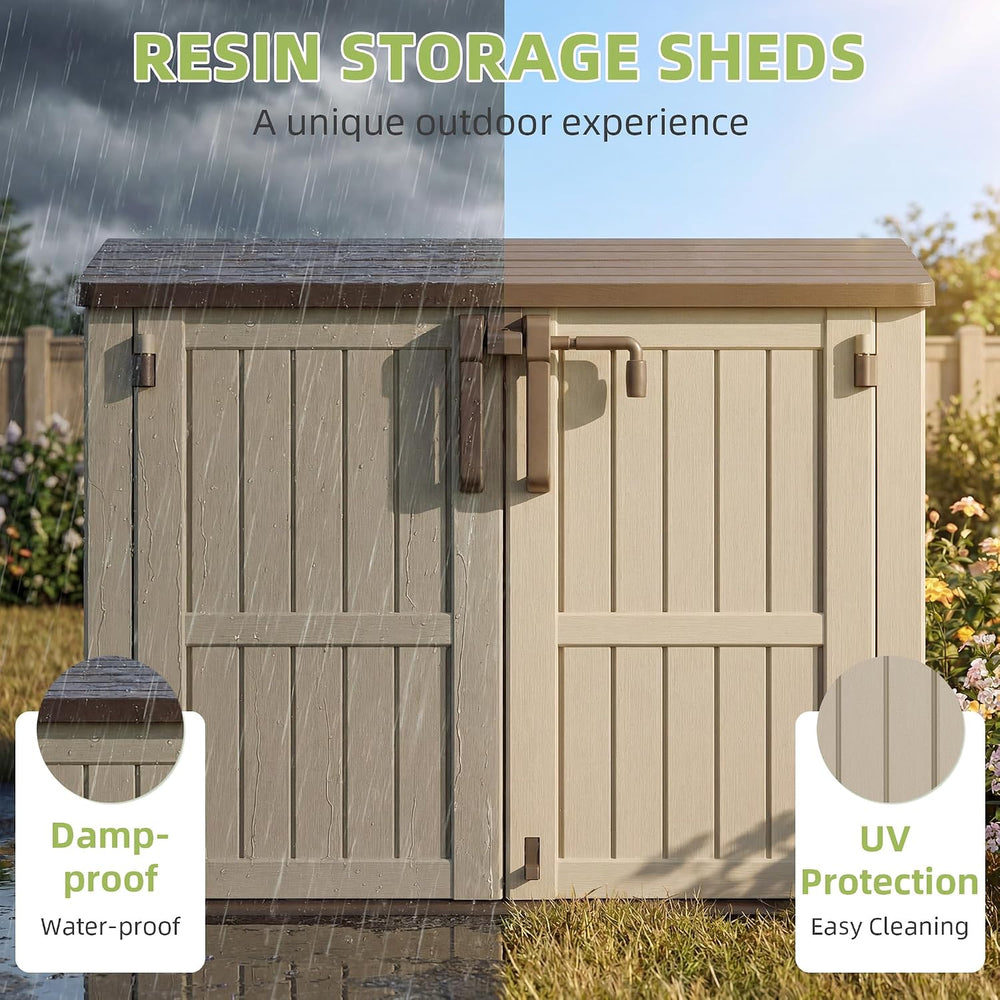 Outdoor Storage Box 36 Cu Ft with Lockable Doors, Portable Horizontal Outdoor...