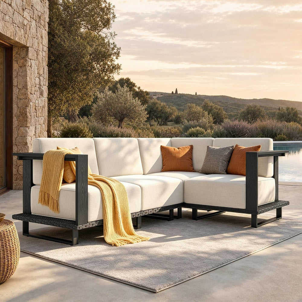 Sophia & William 4 Pieces HDPE Patio Furniture Set with 9.8" Thick C...