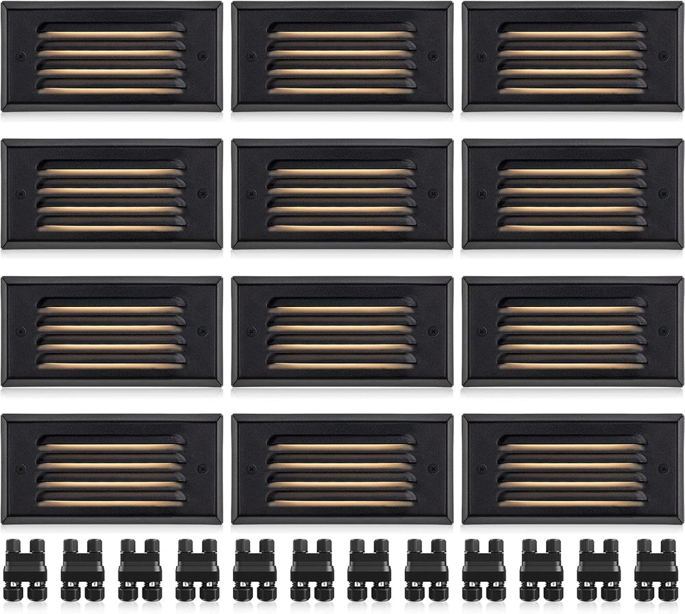 SUNVIE 6" Low Voltage Step Lights Outdoor 5W 3000K Black Aluminum 12-Pack