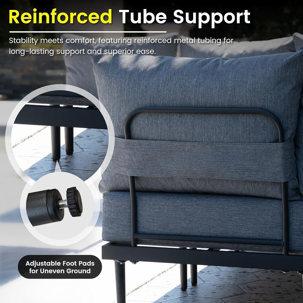 Sundale Outdoor Metal Patio Furniture Set, Modern Outdoor Sectional Sofa