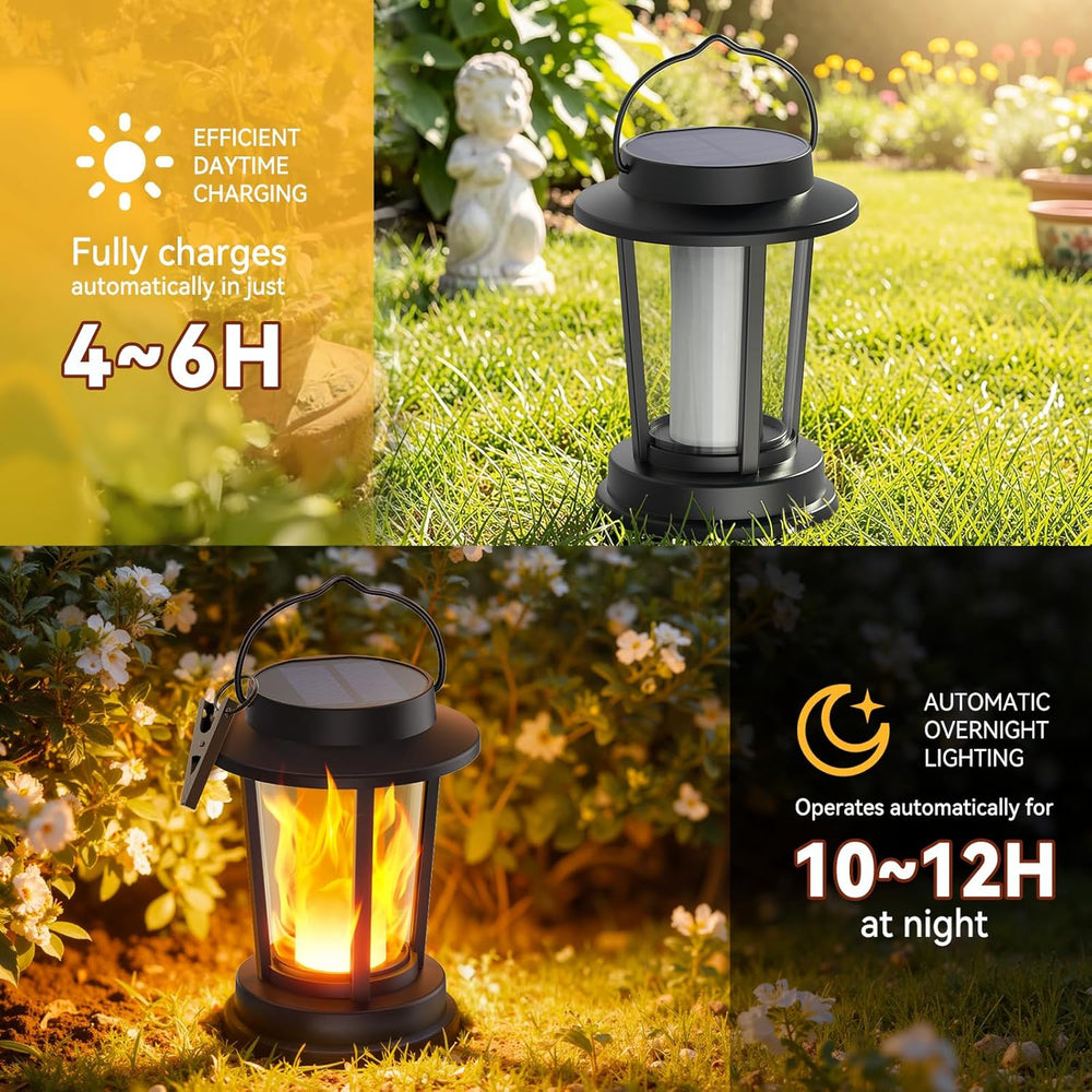 Solar Lanterns Outdoor, 4 Pack Flickering Flame Solar Lights