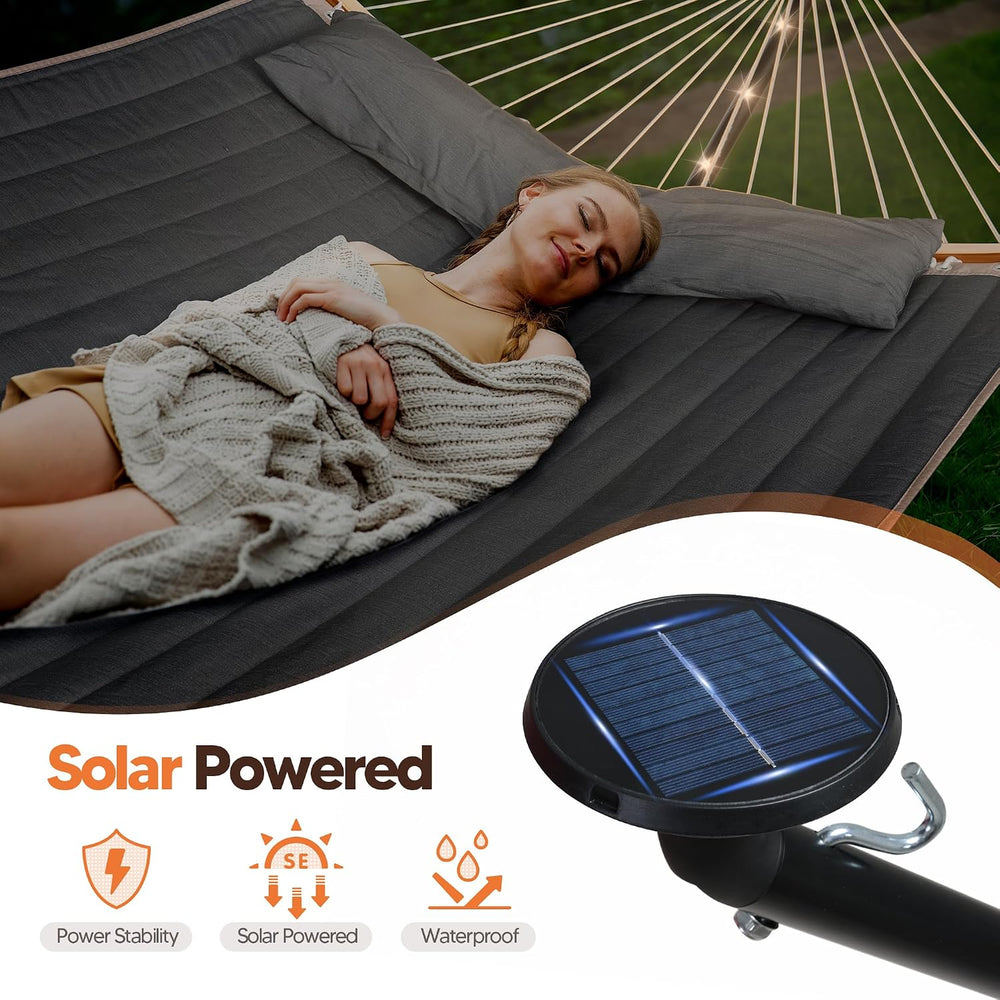 SUNCREAT Backyard Hammock with Solar Powered Lights for Outside, Dark Grey