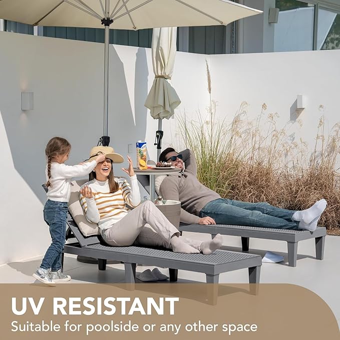 Devoko Outdoor Chaise Lounge Chair Set of 2 for Outside Pool Patio, Adjustabl...