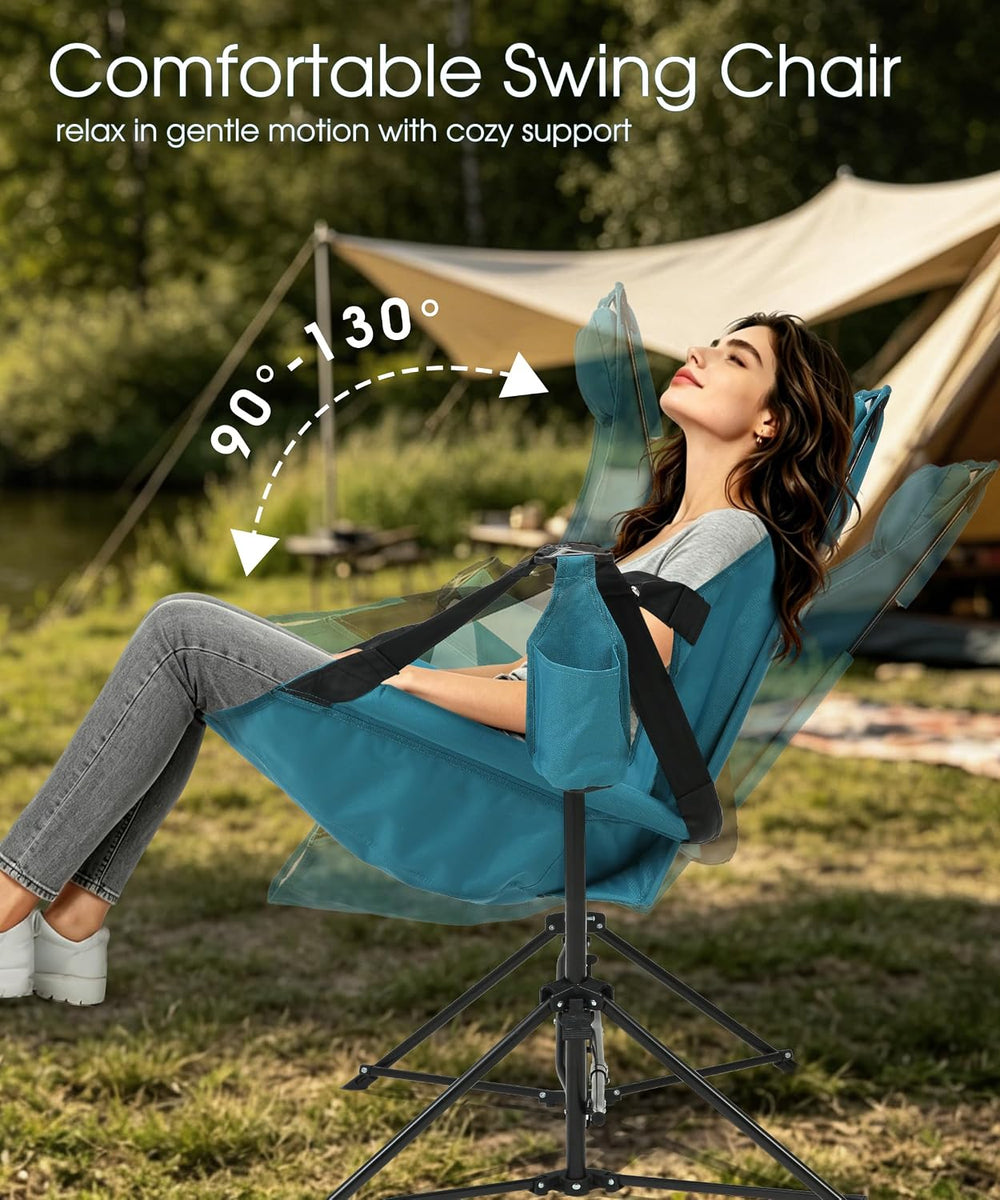 HOMEFUN Hammock Chairs, Swinging Camping Chairs, Set of 2, Blue
