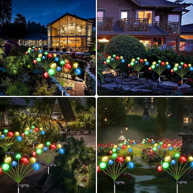 4PK 32LED Solar Garden Lights Outdoor, Mushroom Solar Lights Outdoor, IP65 Wa...